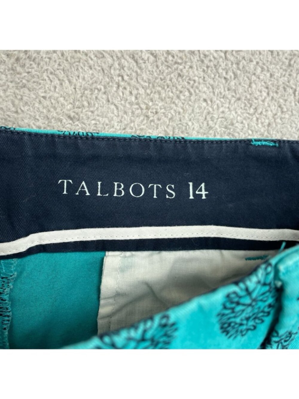 Talbots Women's 14 The Daily Ankle Chino Pants Turquoise Pinecone Print P0548 - Picture 7 of 11